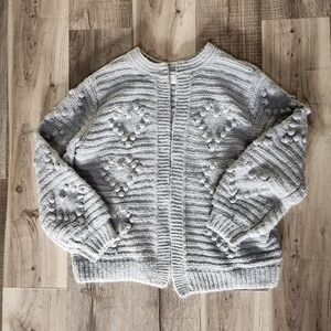 Gray Textured Women's Heart Sweater